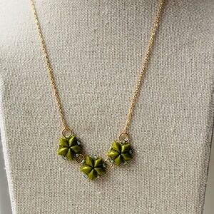 Handmade Olive and Sky Star Necklace with Gold-filled chain